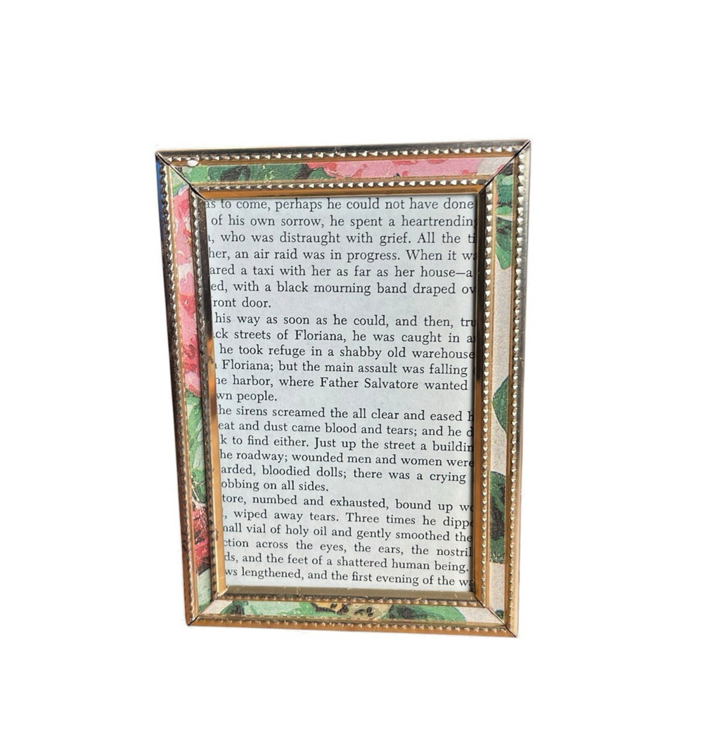 Vintage 90s Floral Print Picture Frame, 3x4 Photo, Metal Frame